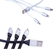 Cable usb plano con conector lightning y  usb tipo C